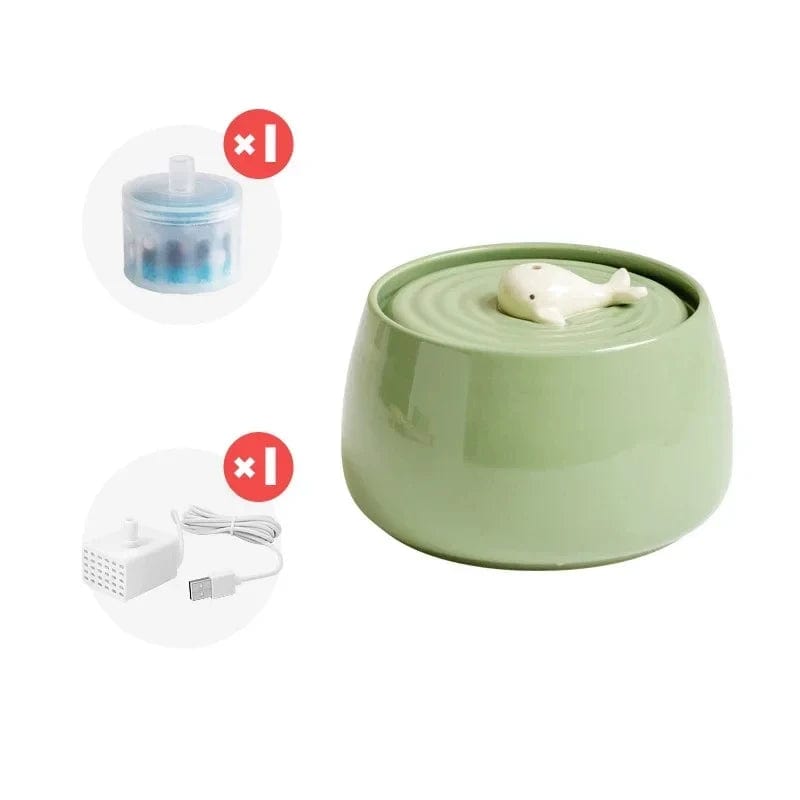 l-arbre-a-chat.com 1.3 L Ceramic Cat Water Fountain USB Charging Pet Water Feeders Dogs Automatic Circulating Filtration Flow Water Dispenser