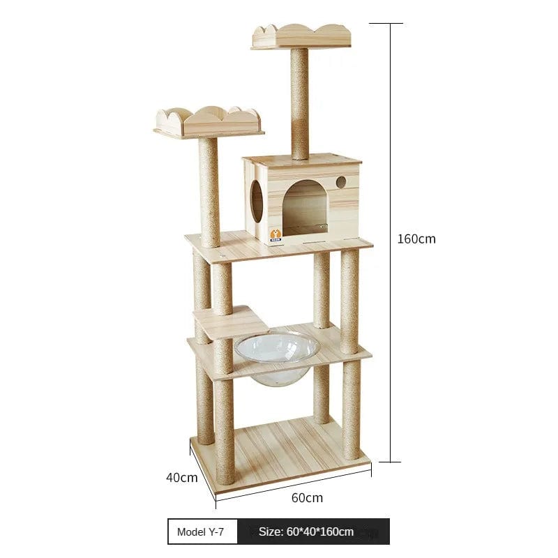 l-arbre-a-chat.com Cat Climbing Frame for Multi-cat Play Multi-layer Structure Cat Climbing Column Cat's Tree House Pet Cat Toy Solid Wood