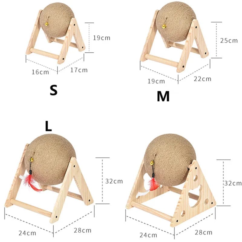 l-arbre-a-chat.com Cat Scratcher Cat Climbing Frame Scratching Post for Cats Claw Grinding Scratch Resistant Cats Wheel with Feather Toys Pet Toys