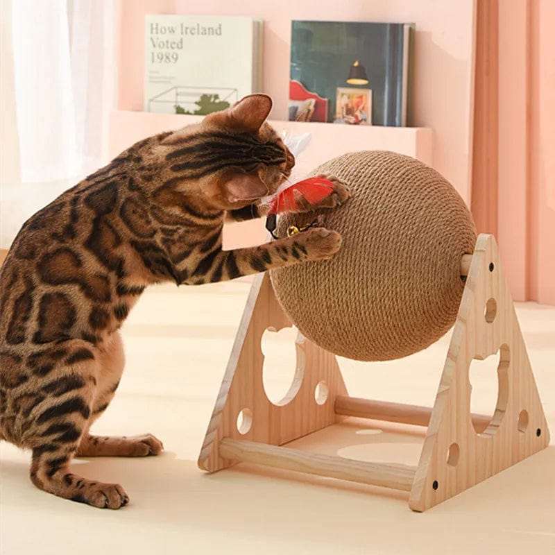 l-arbre-a-chat.com Cat Scratcher Cat Climbing Frame Scratching Post for Cats Claw Grinding Scratch Resistant Cats Wheel with Feather Toys Pet Toys