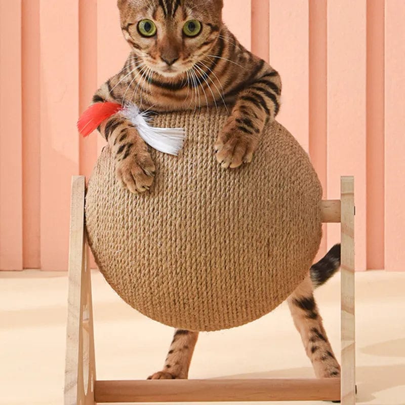 l-arbre-a-chat.com Cat Scratcher Cat Climbing Frame Scratching Post for Cats Claw Grinding Scratch Resistant Cats Wheel with Feather Toys Pet Toys