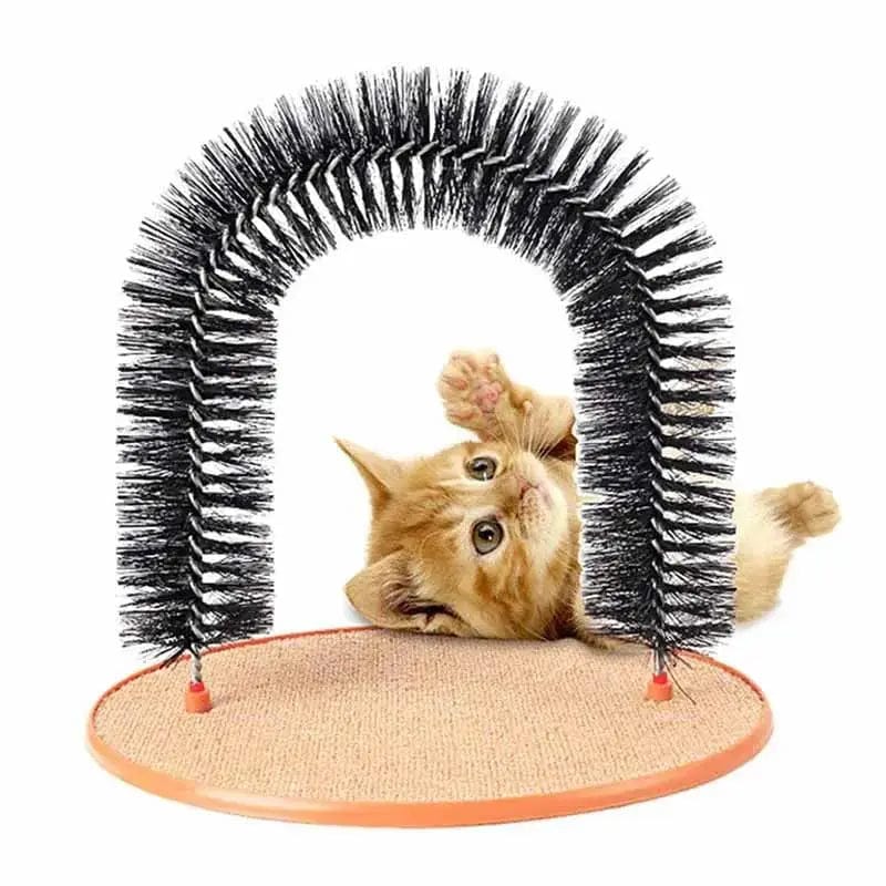 l-arbre-a-chat.com Cat Toy Arch Self Groome Pamper Feline with A Massage Grooming Rubbing Brush with Scratching Pad Toy for Cats Interactive Toys