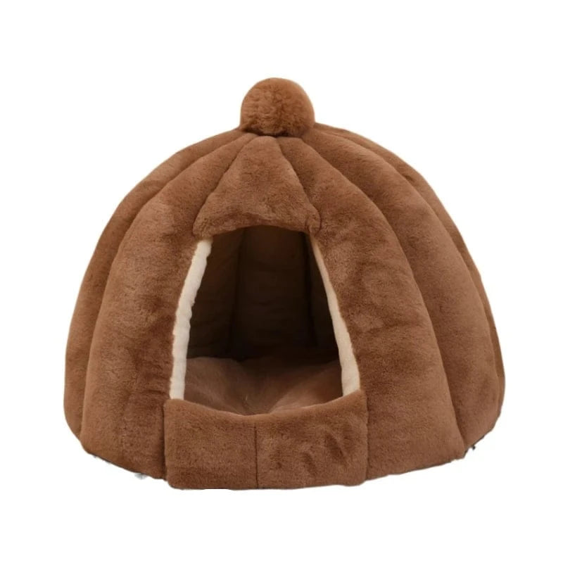 l-arbre-a-chat.com New Four Seasons Universal Cat Nest Round Semi Closed Plush Cat and Dog Nest Cat House Pet Supplies Beds Dog Beds for Small Dogs
