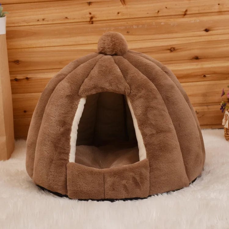 l-arbre-a-chat.com New Four Seasons Universal Cat Nest Round Semi Closed Plush Cat and Dog Nest Cat House Pet Supplies Beds Dog Beds for Small Dogs