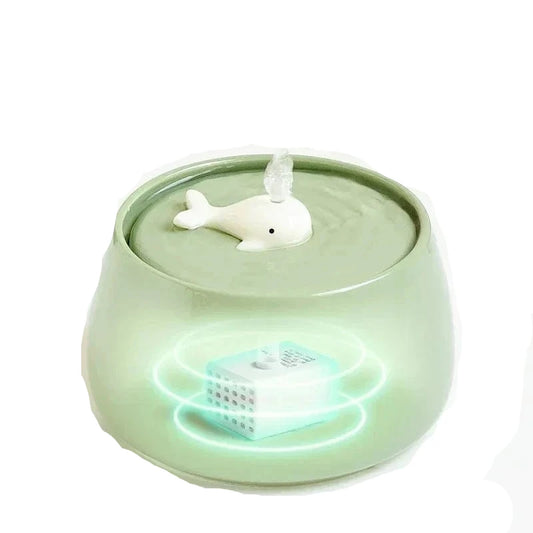 l-arbre-a-chat.com 1.3 L Ceramic Cat Water Fountain USB Charging Pet Water Feeders Dogs Automatic Circulating Filtration Flow Water Dispenser