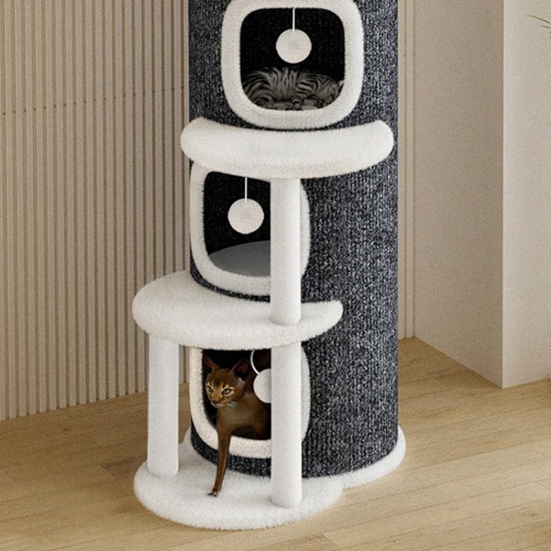 l-arbre-a-chat.com Cat climbing frame, cat nest,   integrated multi-layer semi-enclosed barrel tree hole, double-layer