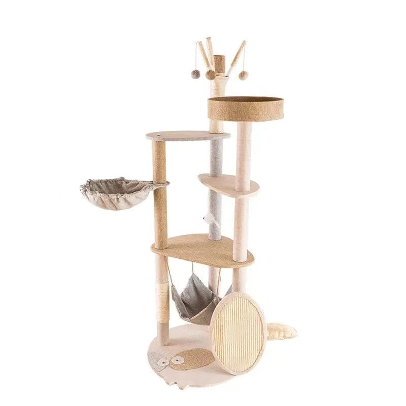 l-arbre-a-chat.com Cat Climbing Frame Deluxe Integrated Large Cat Climbing Frame Multi Layer Wooden With Scratching Post Claw Sharpener