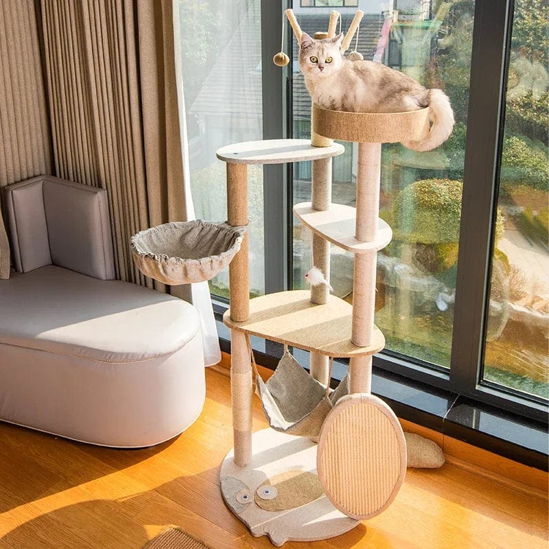 l-arbre-a-chat.com Cat Climbing Frame Deluxe Integrated Large Cat Climbing Frame Multi Layer Wooden With Scratching Post Claw Sharpener