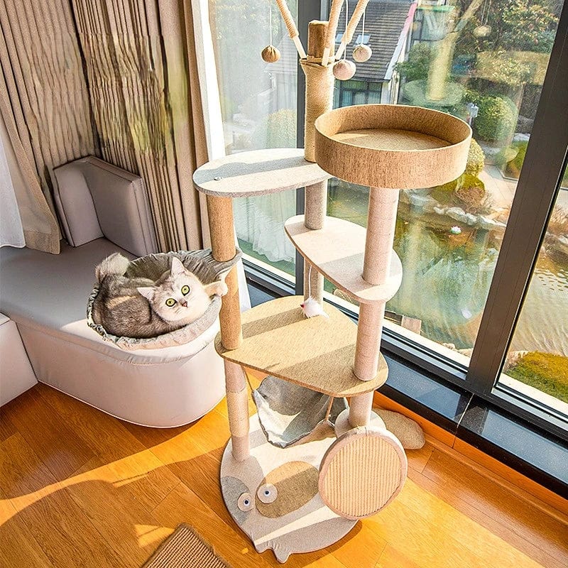 l-arbre-a-chat.com Cat Climbing Frame Deluxe Integrated Large Cat Climbing Frame Multi Layer Wooden With Scratching Post Claw Sharpener