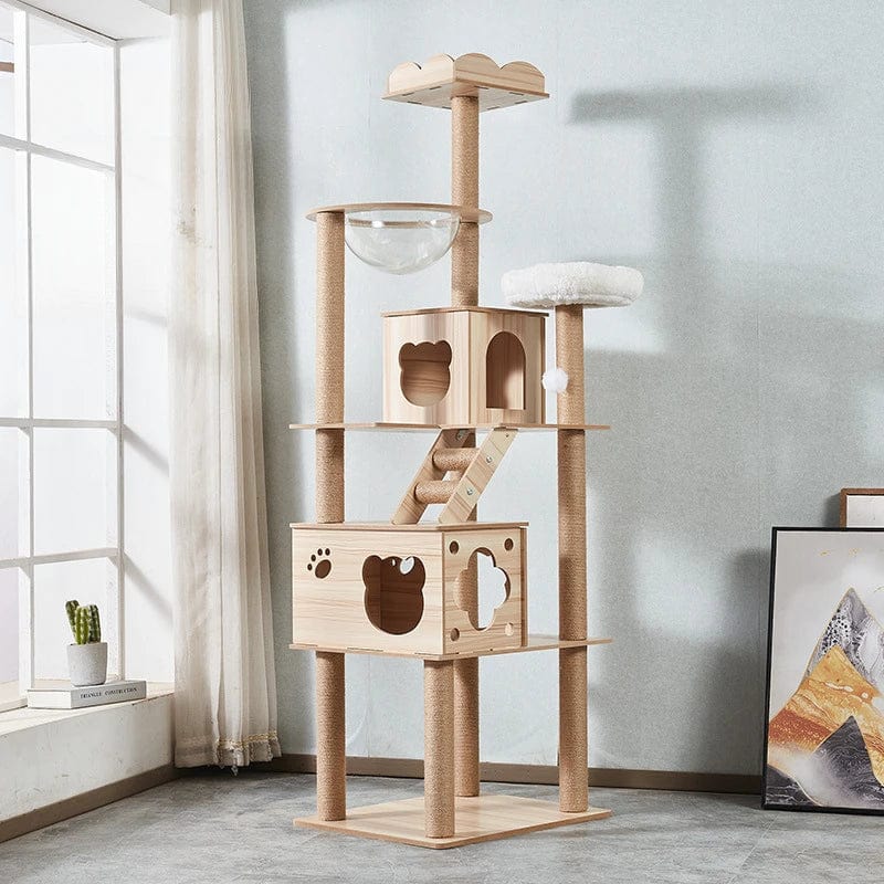 l-arbre-a-chat.com Cat Climbing Frame for Multi-cat Play Multi-layer Structure Cat Climbing Column Cat's Tree House Pet Cat Toy Solid Wood