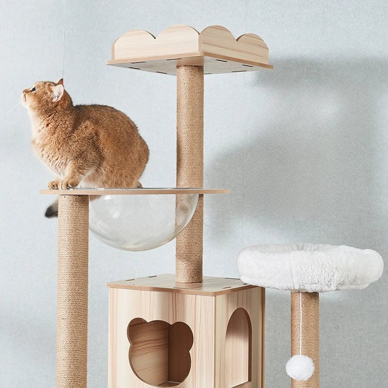 l-arbre-a-chat.com Cat Climbing Frame for Multi-cat Play Multi-layer Structure Cat Climbing Column Cat's Tree House Pet Cat Toy Solid Wood