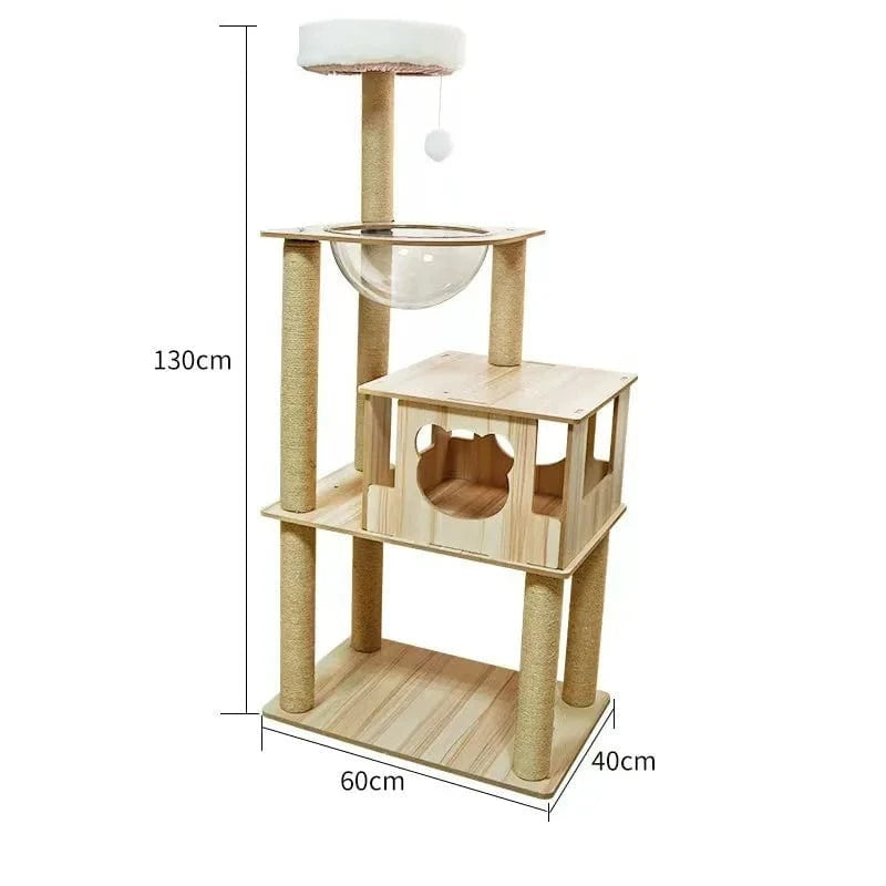 l-arbre-a-chat.com Cat Climbing Frame for Multi-cat Play Multi-layer Structure Cat Climbing Column Cat's Tree House Pet Cat Toy Solid Wood