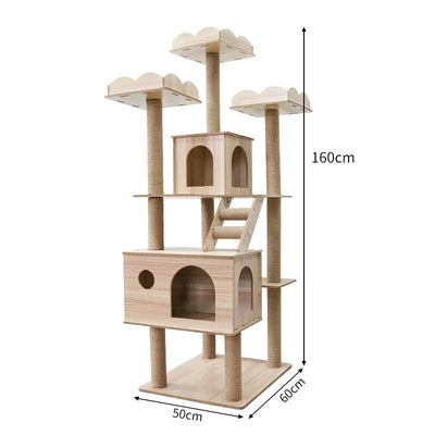 l-arbre-a-chat.com Cat Climbing Frame for Multi-cat Play Multi-layer Structure Cat Climbing Column Cat's Tree House Pet Cat Toy Solid Wood