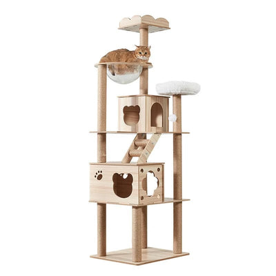 l-arbre-a-chat.com Cat Climbing Frame for Multi-cat Play Multi-layer Structure Cat Climbing Column Cat's Tree House Pet Cat Toy Solid Wood