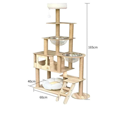 l-arbre-a-chat.com Cat Climbing Frame for Multi-cat Play Multi-layer Structure Cat Climbing Column Cat's Tree House Pet Cat Toy Solid Wood