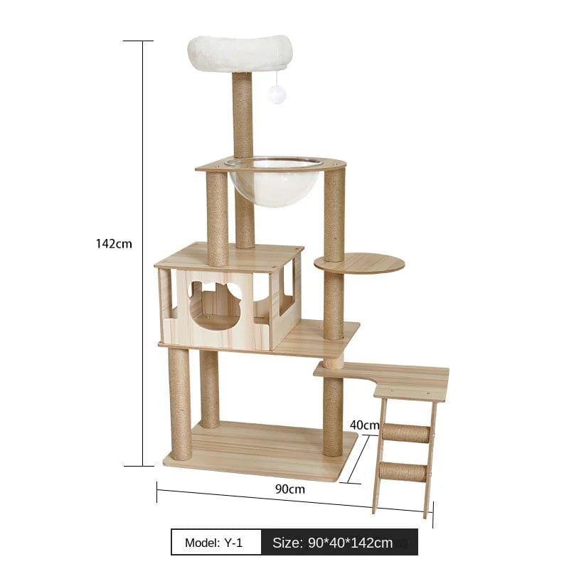 l-arbre-a-chat.com Cat Climbing Frame for Multi-cat Play Multi-layer Structure Cat Climbing Column Cat's Tree House Pet Cat Toy Solid Wood