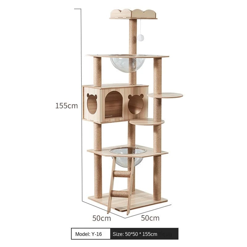 l-arbre-a-chat.com Cat Climbing Frame for Multi-cat Play Multi-layer Structure Cat Climbing Column Cat's Tree House Pet Cat Toy Solid Wood