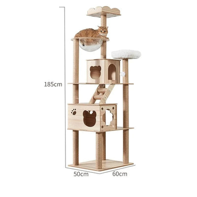 l-arbre-a-chat.com Cat Climbing Frame for Multi-cat Play Multi-layer Structure Cat Climbing Column Cat's Tree House Pet Cat Toy Solid Wood