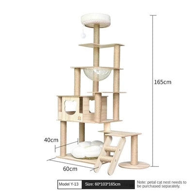 l-arbre-a-chat.com Cat Climbing Frame for Multi-cat Play Multi-layer Structure Cat Climbing Column Cat's Tree House Pet Cat Toy Solid Wood