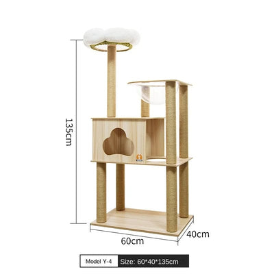 l-arbre-a-chat.com Cat Climbing Frame for Multi-cat Play Multi-layer Structure Cat Climbing Column Cat's Tree House Pet Cat Toy Solid Wood