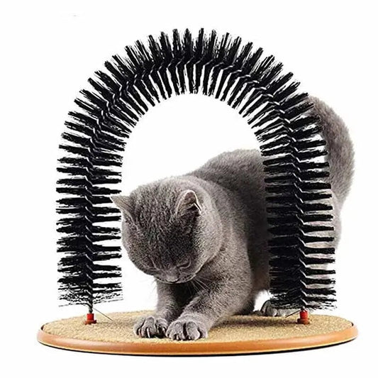 l-arbre-a-chat.com Cat Toy Arch Self Groome Pamper Feline with A Massage Grooming Rubbing Brush with Scratching Pad Toy for Cats Interactive Toys