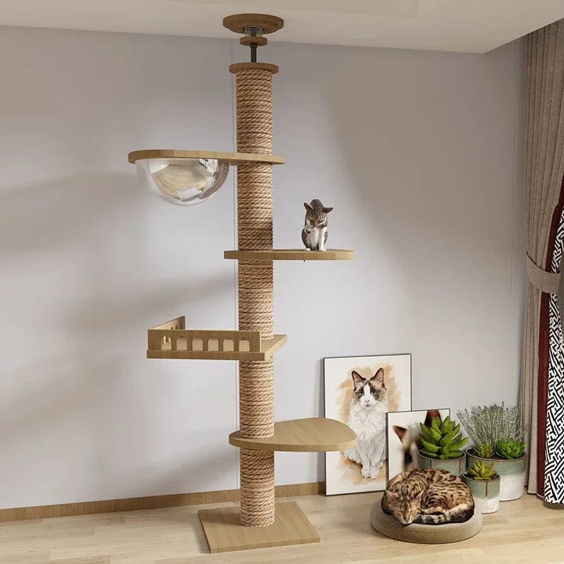 l-arbre-a-chat.com Cat Tree Floor To Ceiling Cat Tower with With Scratching Post Hammock Pet Activity Center Kitten Climbing Toy Pet Furniture