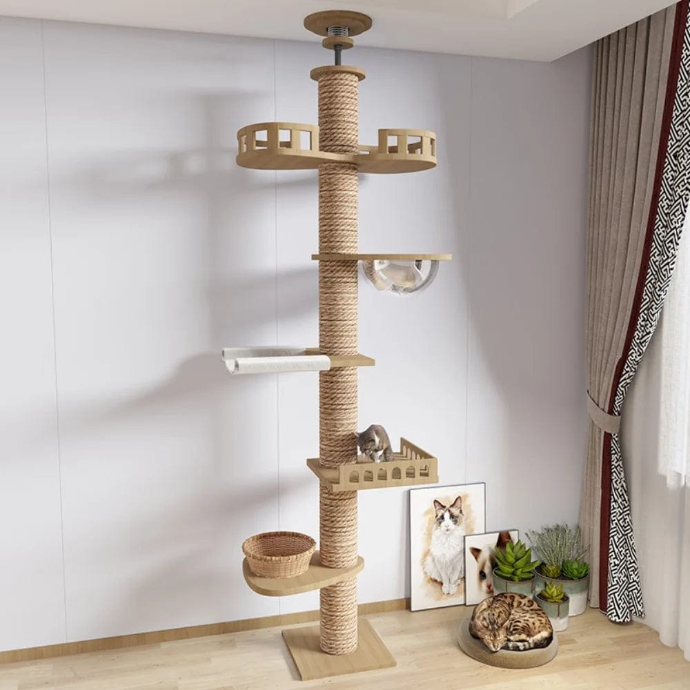 l-arbre-a-chat.com Cat Tree Floor To Ceiling Cat Tower with With Scratching Post Hammock Pet Activity Center Kitten Climbing Toy Pet Furniture