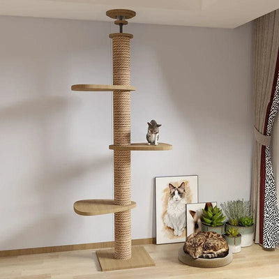 l-arbre-a-chat.com Cat Tree Floor To Ceiling Cat Tower with With Scratching Post Hammock Pet Activity Center Kitten Climbing Toy Pet Furniture