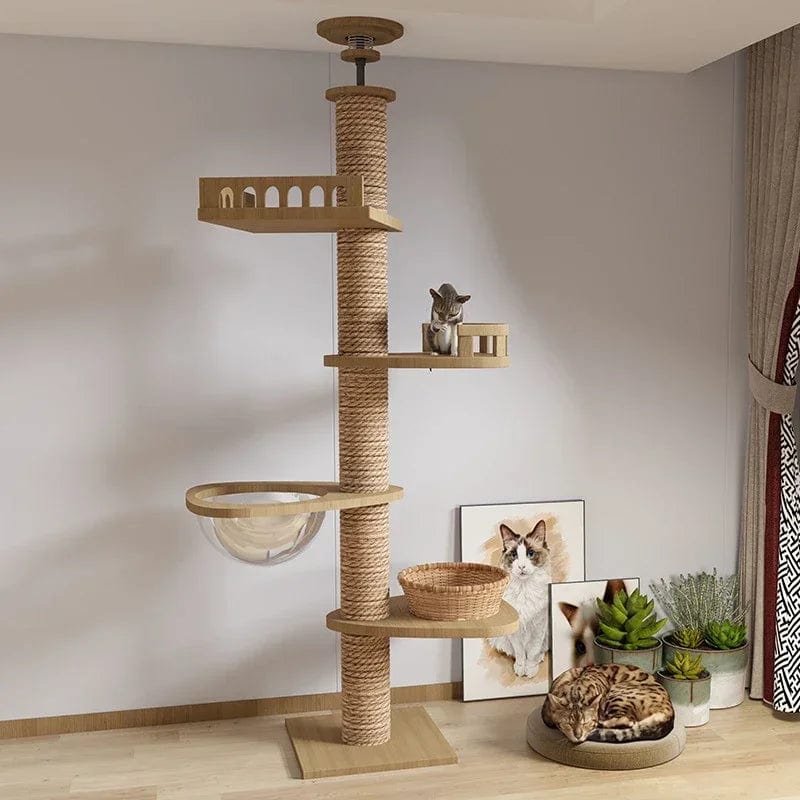 l-arbre-a-chat.com Cat Tree Floor To Ceiling Cat Tower with With Scratching Post Hammock Pet Activity Center Kitten Climbing Toy Pet Furniture