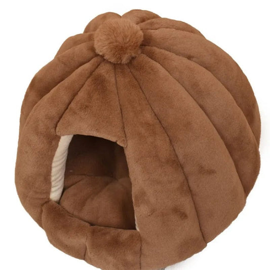 l-arbre-a-chat.com New Four Seasons Universal Cat Nest Round Semi Closed Plush Cat and Dog Nest Cat House Pet Supplies Beds Dog Beds for Small Dogs