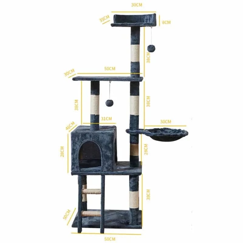 l-arbre-a-chat.com Pet Cat Toys Multi-layer Cat Tree Tower House with Ladder Hemp Rope Condo Furniture Cat Scratching Post Jumping Toy for Cat