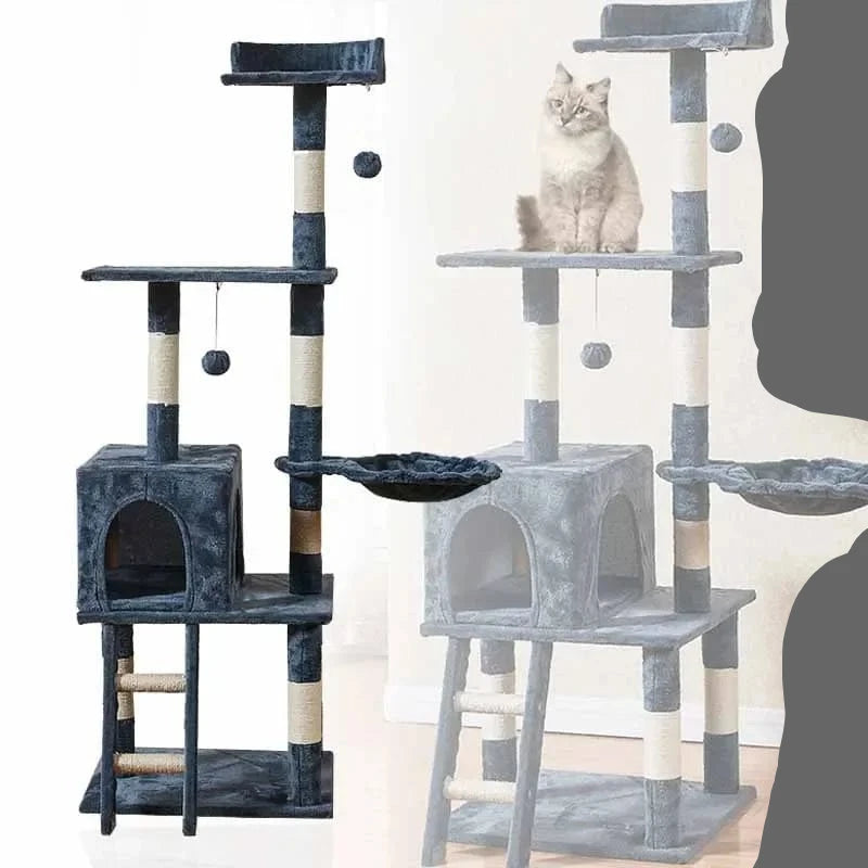 l-arbre-a-chat.com Pet Cat Toys Multi-layer Cat Tree Tower House with Ladder Hemp Rope Condo Furniture Cat Scratching Post Jumping Toy for Cat