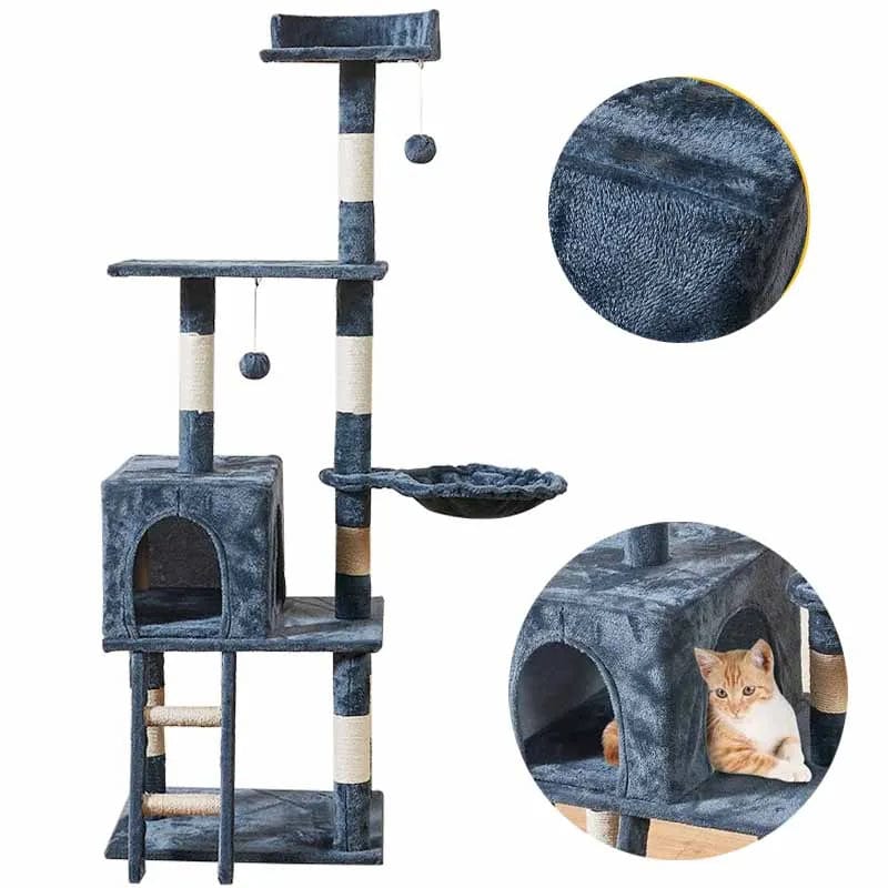 l-arbre-a-chat.com Pet Cat Toys Multi-layer Cat Tree Tower House with Ladder Hemp Rope Condo Furniture Cat Scratching Post Jumping Toy for Cat