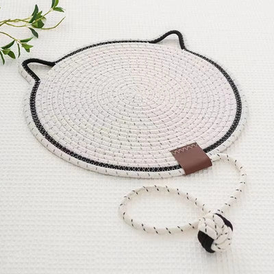 l-arbre-a-chat.com Portable Round Cat Scratch Pad With Ball Toy Cat Scratch Board Woven Cat Rest Mat Sleeping Mat Cat Grinding Claw Toy