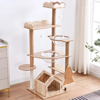 l-arbre-a-chat.com Solid Wood Cat Nest Tree Tower Apartment Scratching Post Cat Scratching Platform Large Climbing Tree Cat Toy Tower Pet Products