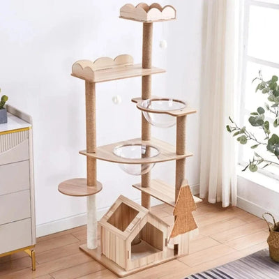 l-arbre-a-chat.com Solid Wood Cat Nest Tree Tower Apartment Scratching Post Cat Scratching Platform Large Climbing Tree Cat Toy Tower Pet Products