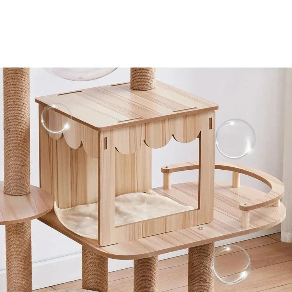 l-arbre-a-chat.com Solid Wood Cat Nest Tree Tower Apartment Scratching Post Cat Scratching Platform Large Climbing Tree Cat Toy Tower Pet Products