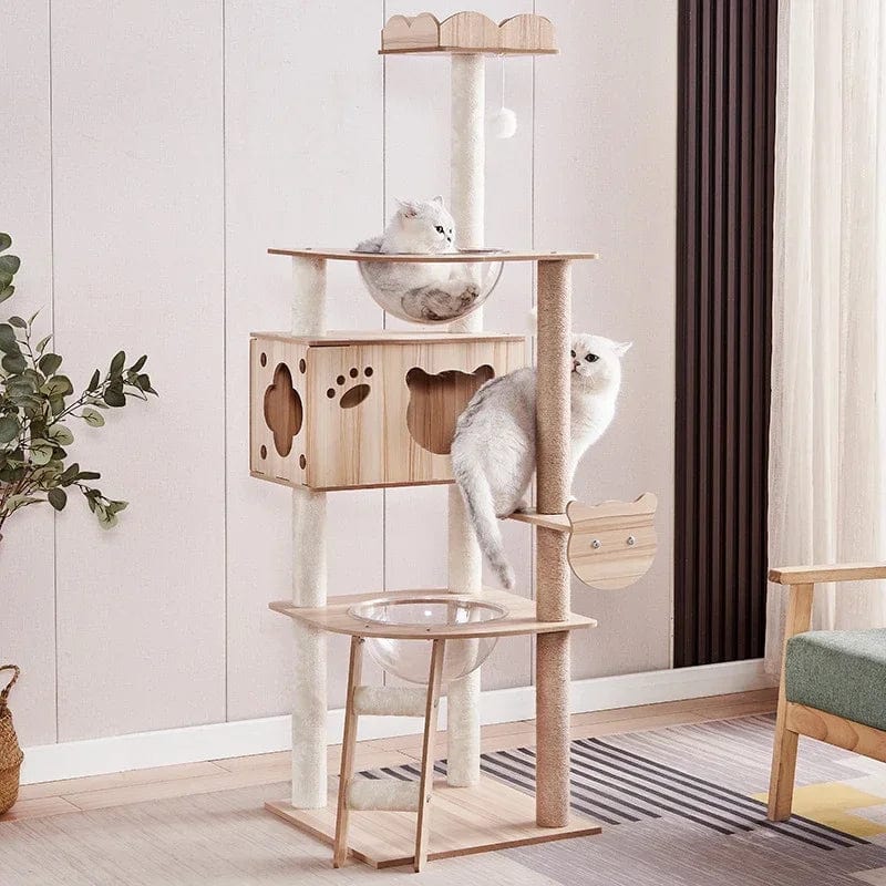 l-arbre-a-chat.com Solid Wood Cat Nest Tree Tower Apartment Scratching Post Cat Scratching Platform Large Climbing Tree Cat Toy Tower Pet Products