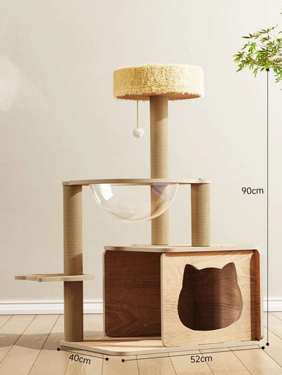 l-arbre-a-chat.com Solid Wood Cat Tower Tree Nest Spacecraft Game Climbing Kitty Scratching Platform House Toy Scratching Post Pet Products for Cat