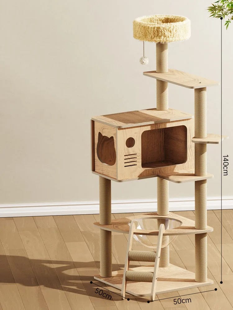 l-arbre-a-chat.com Solid Wood Cat Tower Tree Nest Spacecraft Game Climbing Kitty Scratching Platform House Toy Scratching Post Pet Products for Cat