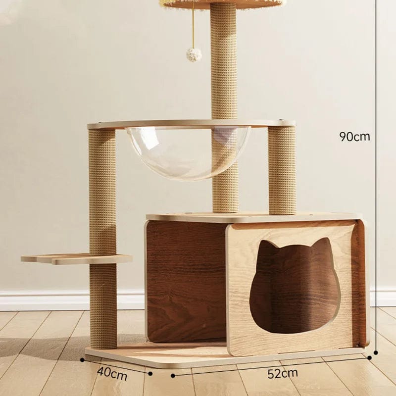 l-arbre-a-chat.com Solid Wood Cat Tower Tree Nest Spacecraft Game Climbing Kitty Scratching Platform House Toy Scratching Post Pet Products for Cat