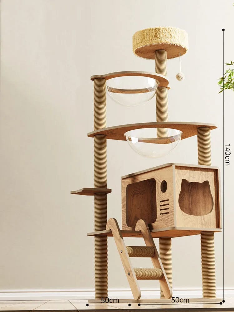 l-arbre-a-chat.com Solid Wood Cat Tower Tree Nest Spacecraft Game Climbing Kitty Scratching Platform House Toy Scratching Post Pet Products for Cat