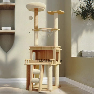 l-arbre-a-chat.com Tower Wood Cat Scrapers Toys Nest High Claw Sharpener Board Cat Scrapers Cute Tree Home Drapak Dla Kota Cat Supplies MR50CS