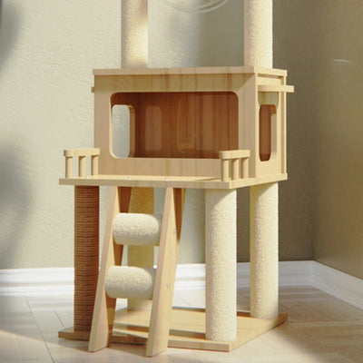 l-arbre-a-chat.com Tower Wood Cat Scrapers Toys Nest High Claw Sharpener Board Cat Scrapers Cute Tree Home Drapak Dla Kota Cat Supplies MR50CS