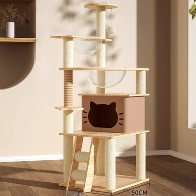 l-arbre-a-chat.com Tower Wood Cat Scrapers Toys Nest High Claw Sharpener Board Cat Scrapers Cute Tree Home Drapak Dla Kota Cat Supplies MR50CS