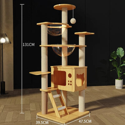 l-arbre-a-chat.com Tower Wood Cat Scrapers Toys Nest High Claw Sharpener Board Cat Scrapers Cute Tree Home Drapak Dla Kota Cat Supplies MR50CS