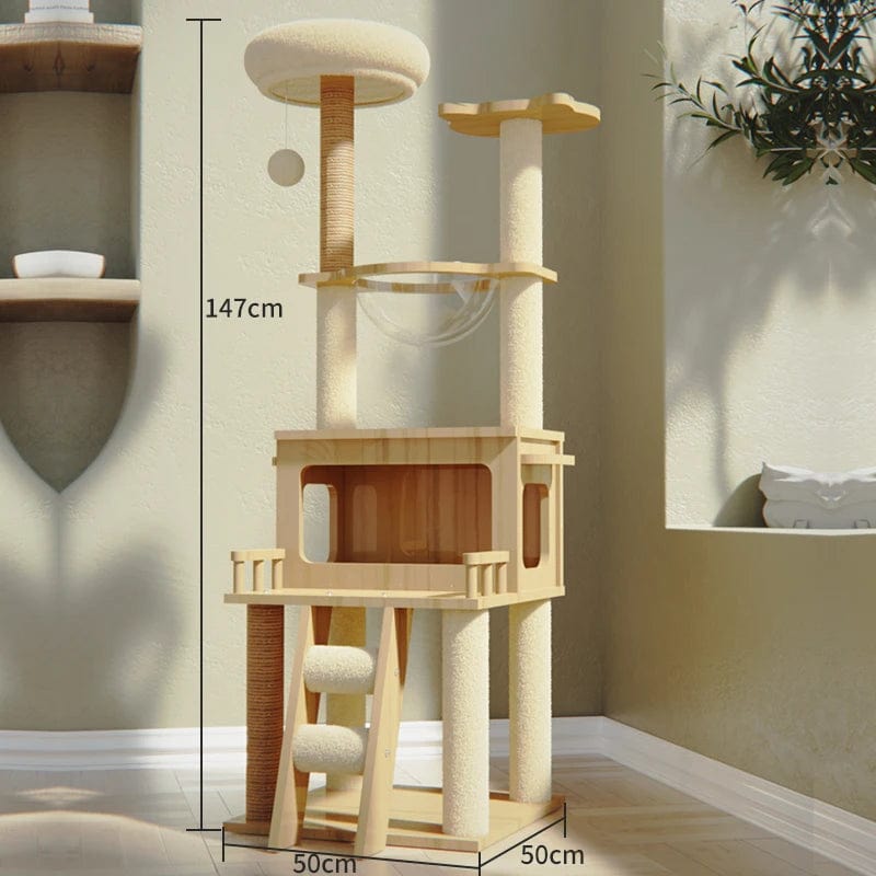 l-arbre-a-chat.com Tower Wood Cat Scrapers Toys Nest High Claw Sharpener Board Cat Scrapers Cute Tree Home Drapak Dla Kota Cat Supplies MR50CS