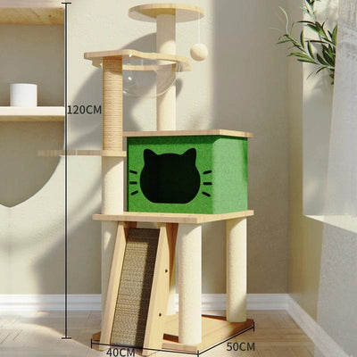 l-arbre-a-chat.com Tower Wood Cat Scrapers Toys Nest High Claw Sharpener Board Cat Scrapers Cute Tree Home Drapak Dla Kota Cat Supplies MR50CS