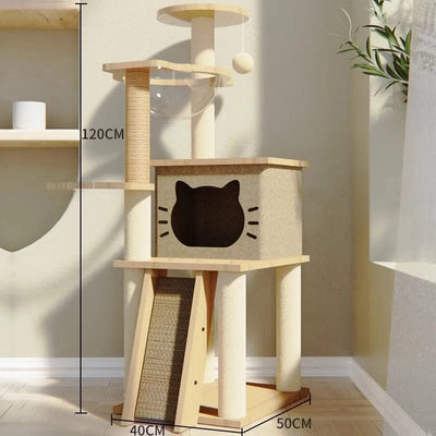 l-arbre-a-chat.com Tower Wood Cat Scrapers Toys Nest High Claw Sharpener Board Cat Scrapers Cute Tree Home Drapak Dla Kota Cat Supplies MR50CS